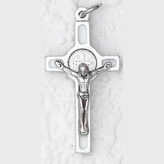 Bulk Saint Benedict Silver Tone Enameled Crosses - 10 Options