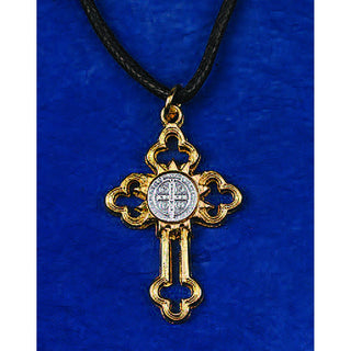 Bulk Saint Benedict Gold Tone Cross with Silver Tone Medals - 2 Options