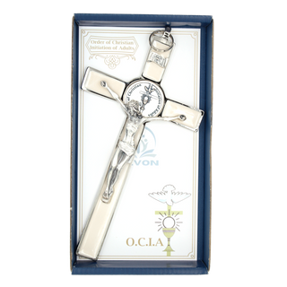 8-inch Premium Faux Pearl RCIA Epoxy Wall Cross with Corpus