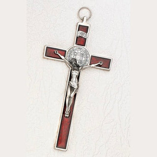 8 inch Pearl Red St Benedict Crucifix Boxed
