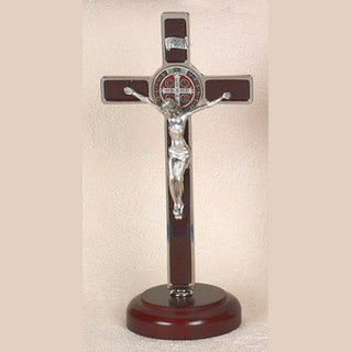 8 inch Black St Benedict Enameled Crucifix with Enamel Pendant