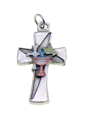 Bulk 1 1/2 inch Silver Tone UV Baptism Cross