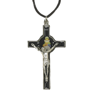 3 Inch First Communion Black Epoxy Chalice Cross With Cord Boxed