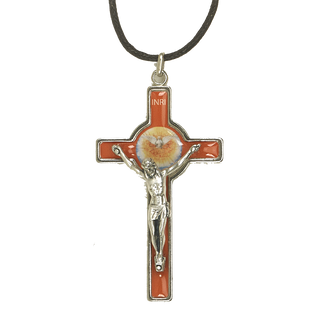 3 Inch Silver Tone Epoxy Confirmation Cross With Cord