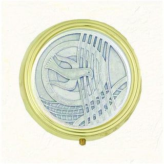Silver-tone Holy Spirit Pyx with Rays with Hygienic Liner