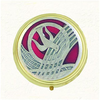 Red Enamel Holy Spirit Pyx with Rays with Hygienic Liner