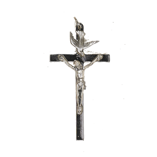 6-pack - 3 Inch Silver Tone/Black Enamel Holy Spirit Cross