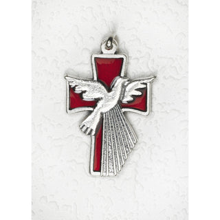 Bulk 1-1/2 Inch Red Enamel Holy Spirit Cross