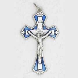12-Pack - 1-3/4 inch Crucifix with Dark Blue Enamel