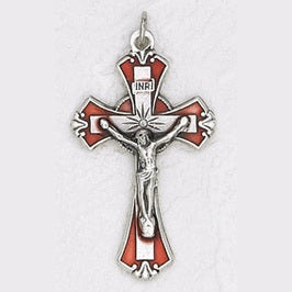 12-Pack - 1-3/4 inch Crucifix with Red Enamel