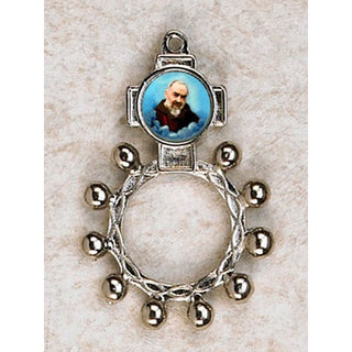 Bulk Padre Pio - Finger Rosary. Silver Tone