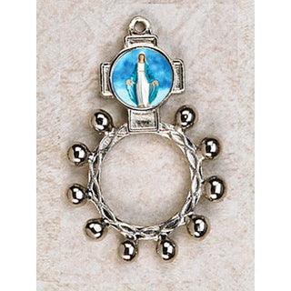 Bulk Lady of Grace Finger Rosary. Silver Tone