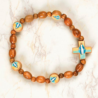 6-Pack - Miraculous Medal Wooden Bracelet