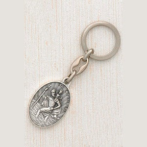 6-Pack - Saint Christopher Silver Oval Enameled Key Chain