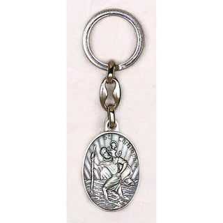 6-pack - Saint Christopher Silver Oval Enameled Key Chain