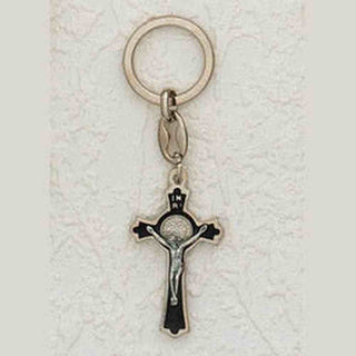 6-Pack - Black Enamel Saint Benedict Cross Key Chain