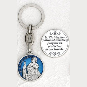 6-Pack - Saint Christopher Blue Enamel Key Ring