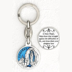 6-Pack - Our Lady of Lourdes Blue Enamel Key Ring