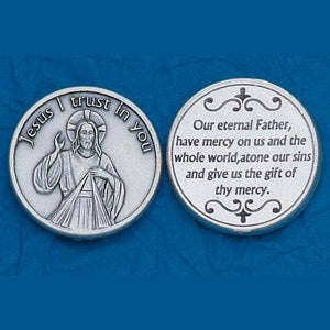 Religious Coin Token Divine Mercy Coin with Prayer and religious items ...