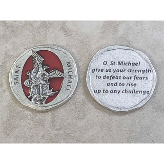 Bulk Forged in Stone Red Enamel St. Michael Token