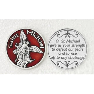 Bulk Red Enameled St. Michael Token