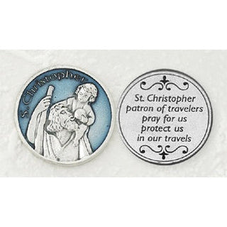 Bulk Blue Enameled St. Christopher Token