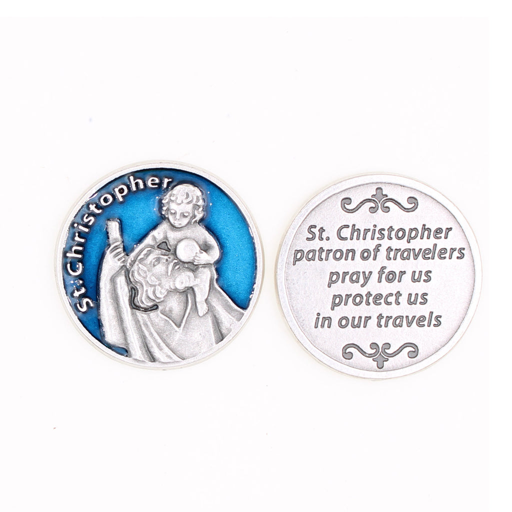 Bulk Blue Enameled St. Christopher Token | Catholic Shop – CatholicShop.com