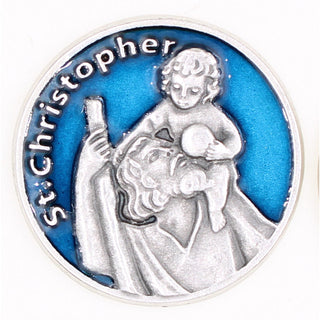 Bulk Blue Enameled St. Christopher Token