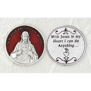 Bulk Red Enameled Sacred Heart of Jesus Token