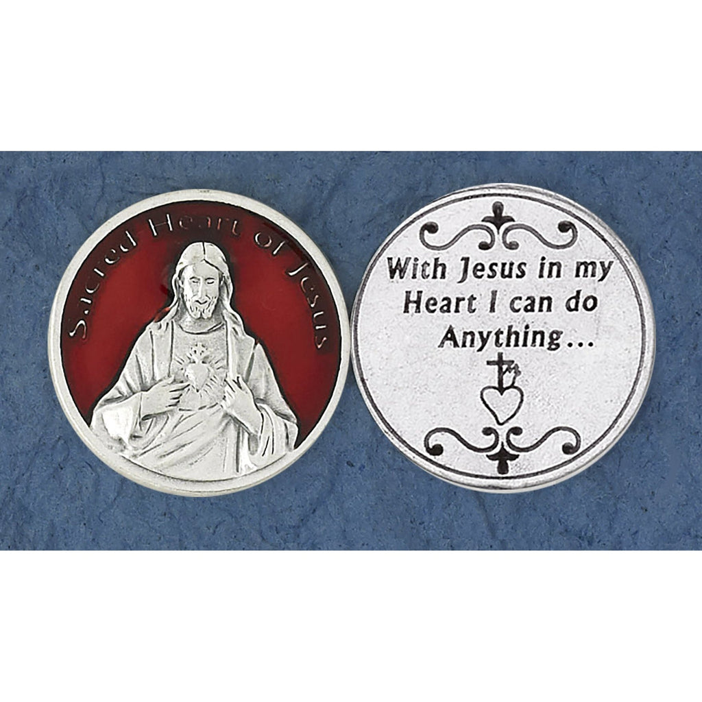 Catholic Tokens Bulk Red Enameled Sacred Heart of Jesus Token | Catholic Shop ...