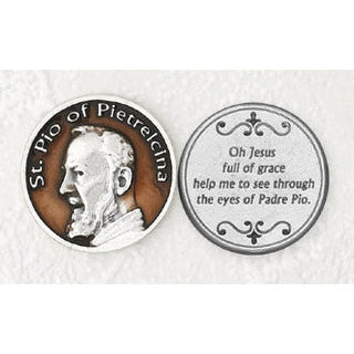 Bulk Brown Enameled Padre Saint Pio Token