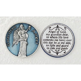 Bulk Light Blue Enameled Guardian Angel Token