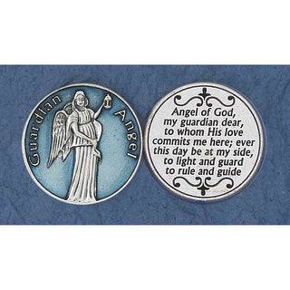 Bulk Light Blue Enameled Guardian Angel Token