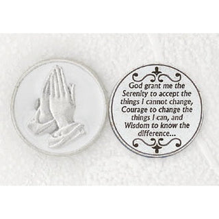 Bulk White Enameled Serenity Prayer Token
