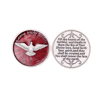 Bulk Red Enameled Come Holy Spirit Token