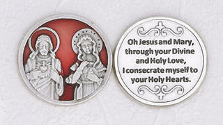Bulk Red Enameled Twin Hearts Token