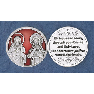 Bulk Red Enameled Twin Hearts Token