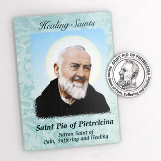 Bulk Saint Pio Healing Saints Card with Token