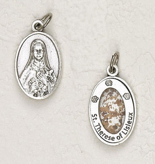 12-Pack - Saint Therese of Lisieux Pendant with Flowers