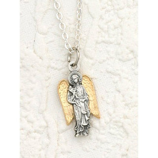 Two Toned 18K Gold Plated & Silver Archangel Gabriel with Necklace- 18 inch