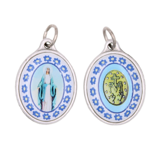 Bulk Silver Tone Miraculous Murano Style 3/4 inch Medals