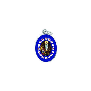 Silver-tone Murano Style Medal - Lady of Lourdes 25-pack