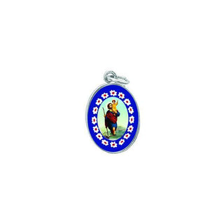 Silver-tone Murano Style Medal - Saint Christopher 25-pack