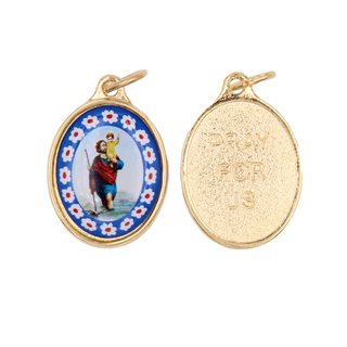 Bulk Gold Tone St. Christopher Murano Style 3/4 inch Medals
