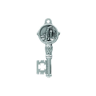 Silver-tone Key Shaped Pendant/Medal - Lady of Lourdes 25-pack