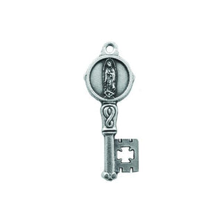 Silver-tone Key Shaped Pendant/Medal - Lady of Guadalupe 26-pack