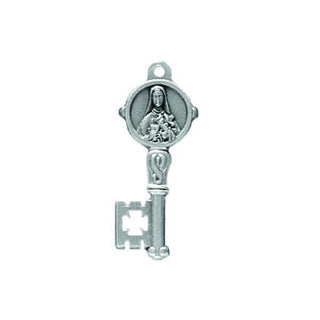 Silver-tone Key Shaped Pendant/Medal - Saint Therese 29-pack