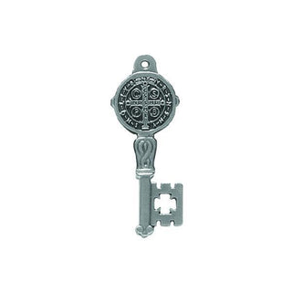 Silver-tone Key Shaped Pendant/Medal - Saint Benedict 30-pack