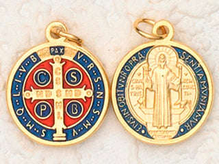 12-Pack - 3/4 inch Enameled St Benedict Pendant Gold Plated