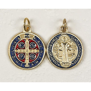 12-Pack - 3/4-inch Enameled St. Benedict Pendant Gold Plated